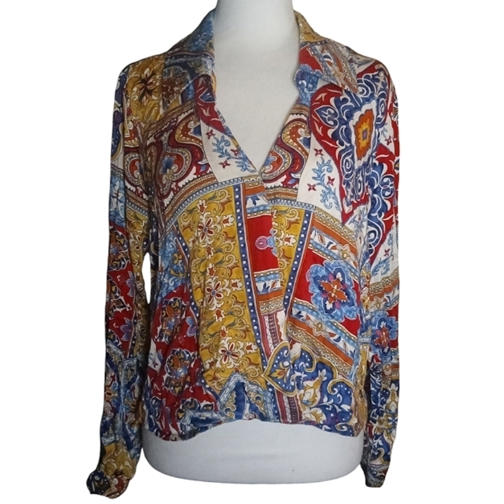 Haute Hippie Multicolor Paisley Patchwork Blouse
